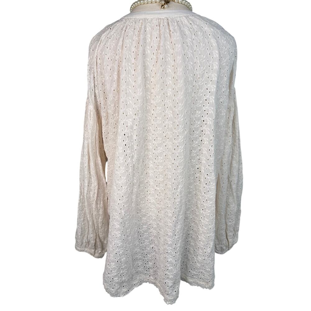 Free People Maddison Eyelet Cotton Blouse Ivory white Oversized Balloon XL - Picture 10 of 15